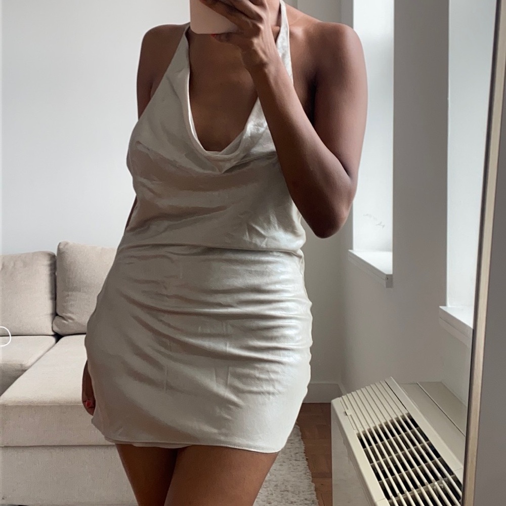 ZARA shimmery satin backless dress